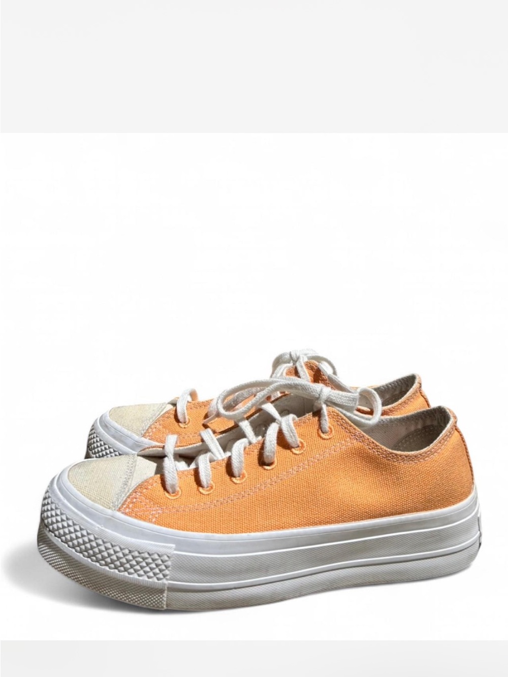 Converse Orange Canvas Low-Top Platform Sneakers